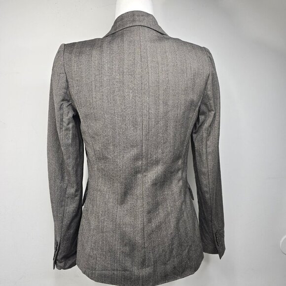 Vintage J Crew Greige Pin Striped Two Button Wool Blazer Jacket - Picture 6 of 7